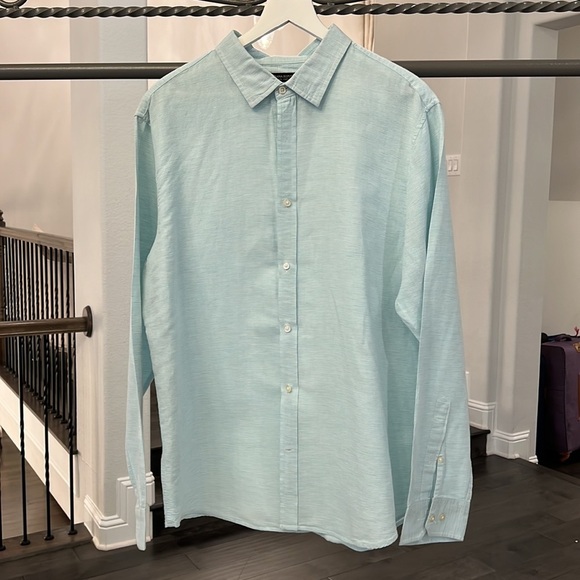 AS NEW BANANA REPUBLIC MEN BUTTON DOWN SHIRT LONG SLEEVES UNTUCKED SLIM … - Picture 3 of 9